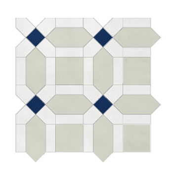 Mosaic House Moroccan tile Nejarine Custom 1-26-3 White Polar White Midnight Blue  cement, encaustic, field, pattern, star 
